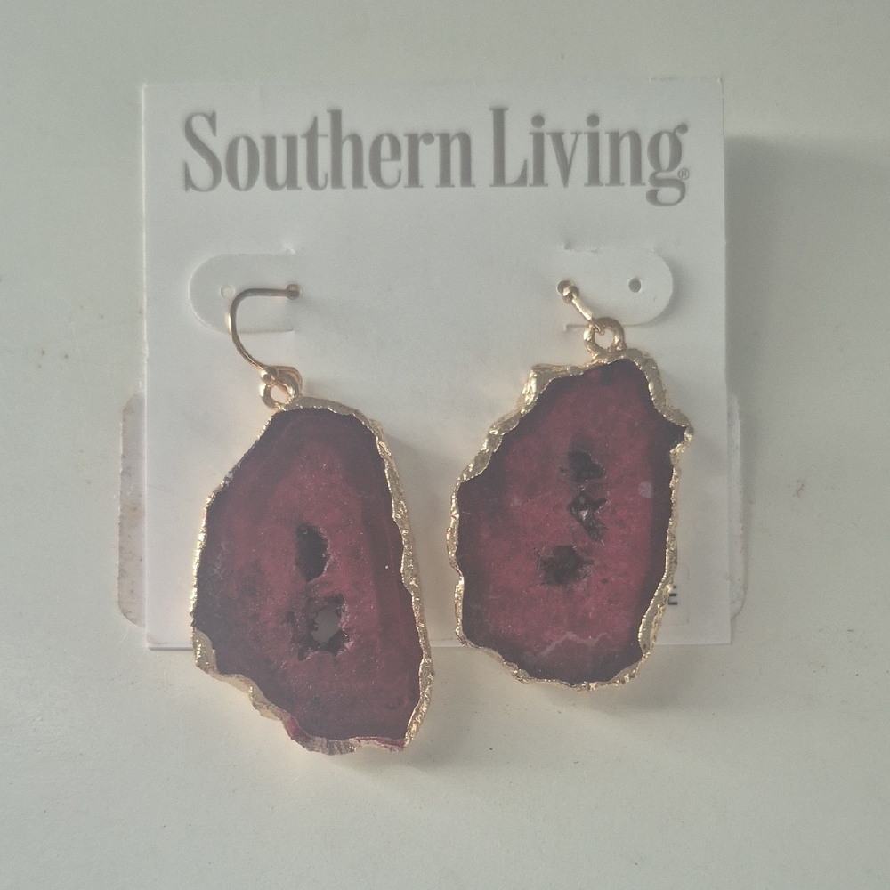 Southern Living Gold and Red Stone Earrings